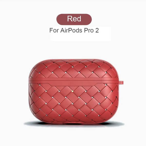Silicone Case with Woven Pattern for Airpods Pro 2, Includes Hanging Clip