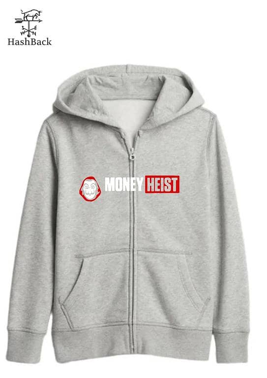 Men's Zipper Hoodie by HashBack - Money Heist Printed Design