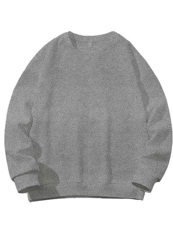 HashBack Men's Crew Neck Hoodie in Heather Grey - Oversized Fit with Drop Shoulder Sleeves, Casual Sports Fleece Sweatshirt