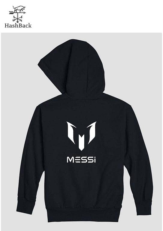 HashBack Messi Winter Hoodie for Men with Printed Design and Zipper Closure