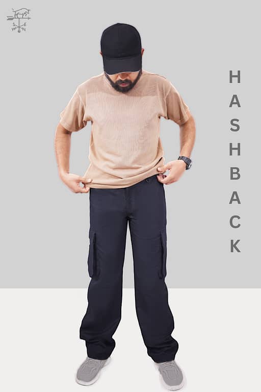 Men's Loose Fit Black Cargo Trousers | Baggy Cargo Pants with Pockets