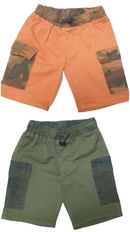 HASHBACK Kids Camo Printed Shorts - Pack of 2 for Boys with Adjustable Waistbands