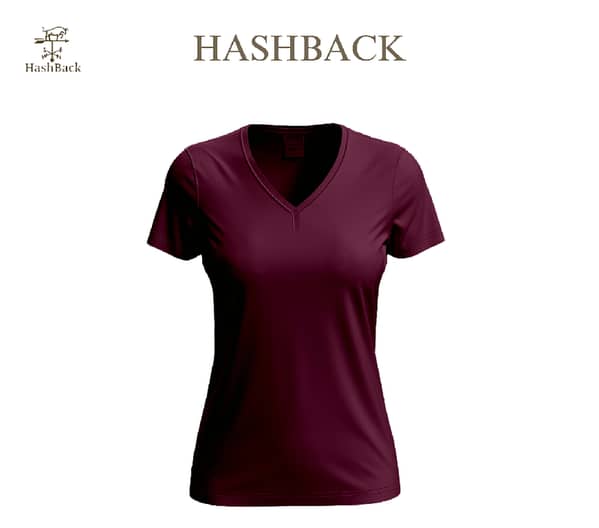HashBack Basic V-Neck Half Sleeve T-Shirts for Girls and Women - Cotton Summer Wear