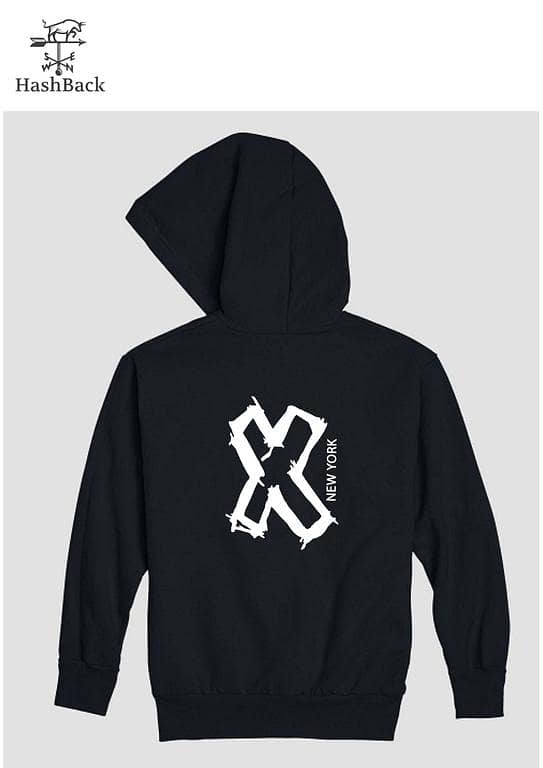 HashBack X-New York Men's Winter Hoodie with Printed Design and Zipper