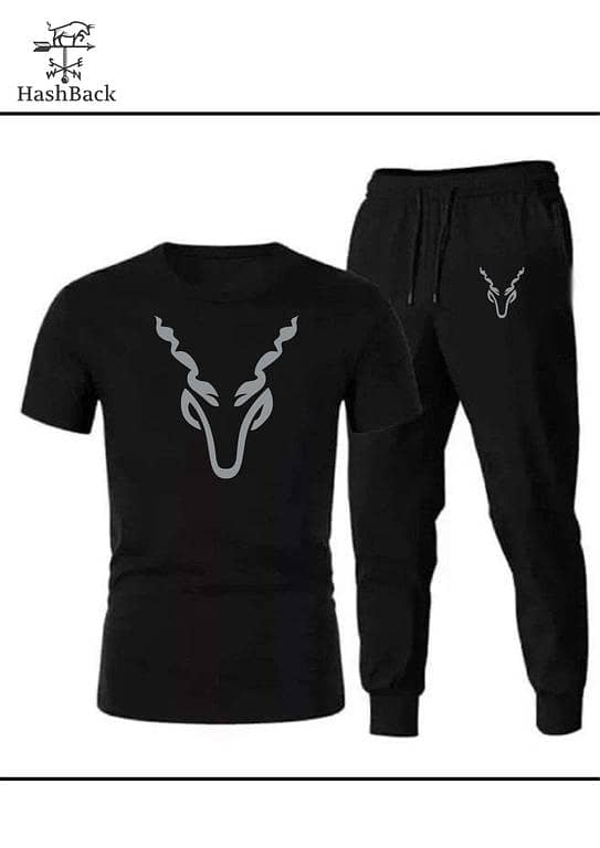 Hashback Markhor Men's Tracksuit Set: Jersey T-shirt and Trouser Combination