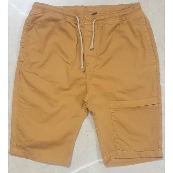 Men's Cargo Shorts with Elastic Waist and Plain Design