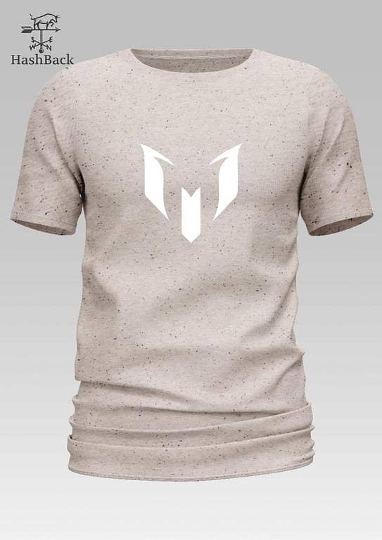 HashBack Messi Printed Oversized T-Shirt for Men in White with Crew Neck