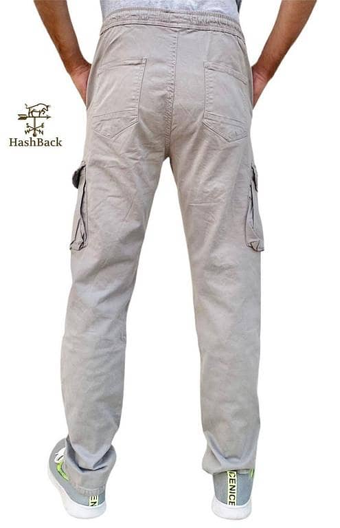 HashBack Men's Stretchable Cargo Pants with Two Back Pockets - Comfortable and Fashionable Trousers