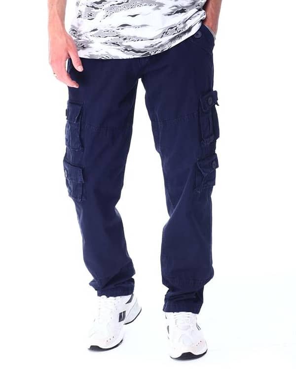 HASHBACK Men's 9 Pocket Cargo Trousers in Beige - Non-Stretch Fabric, Available in Sizes 30 to 54