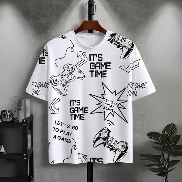 Ruku Garments 100% Cotton Summer T-Shirt with Half Sleeves and Printed Design