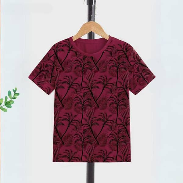 Ruku Garments | Short Sleeve T-Shirt with All-Over Leaf Tree Print