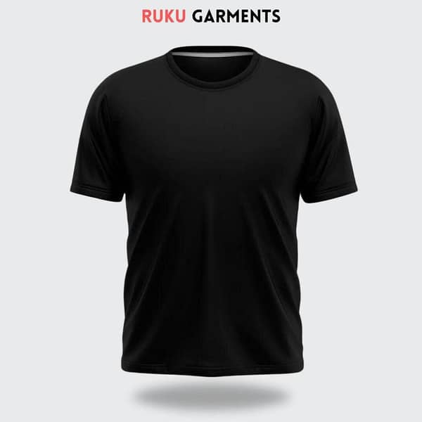 Ruku Garments Men's Plain Black Half Sleeve T-Shirt