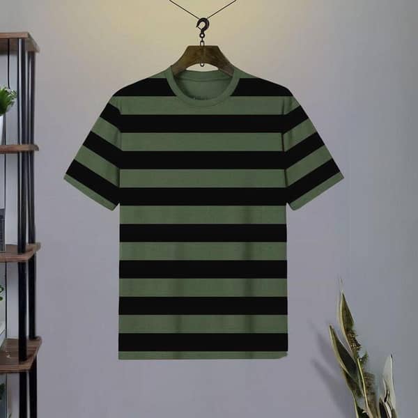 Ruku Garments | Short Sleeve T-Shirt with Allover Line Screen Print