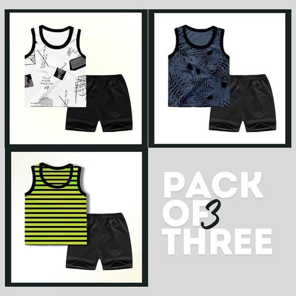 Ruku Garments Kids Clothing Set: 3-Pack of Sandos and Shorts for Summer