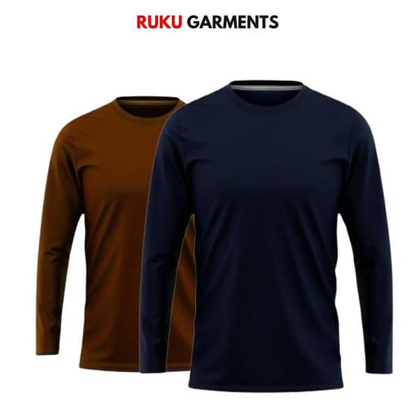 Ruku Garments Men's Full Sleeve Plain T-Shirt Set of 2