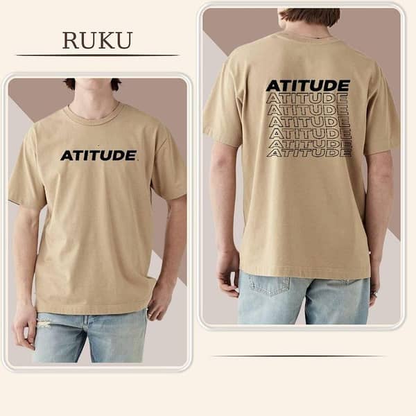 Ruku Garments Men's Printed T-Shirt with Oversized Drop Shoulders