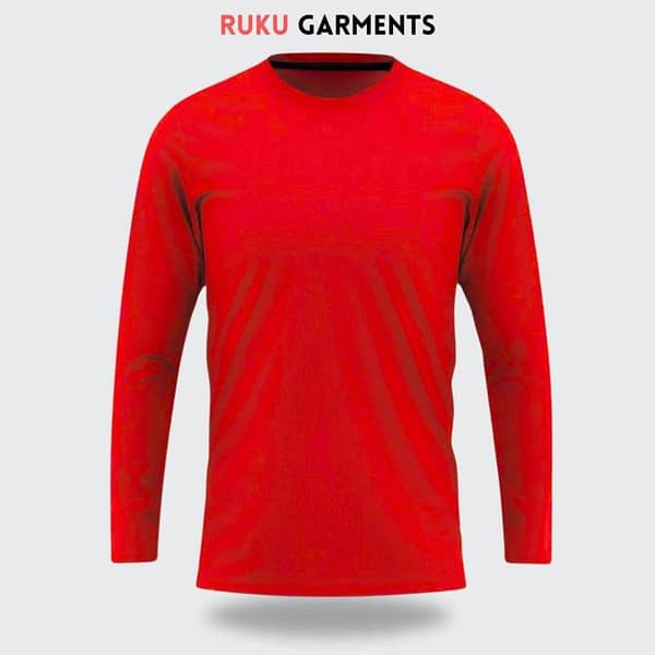 Ruku Garments Long Sleeve Plain Red T-Shirt for Men