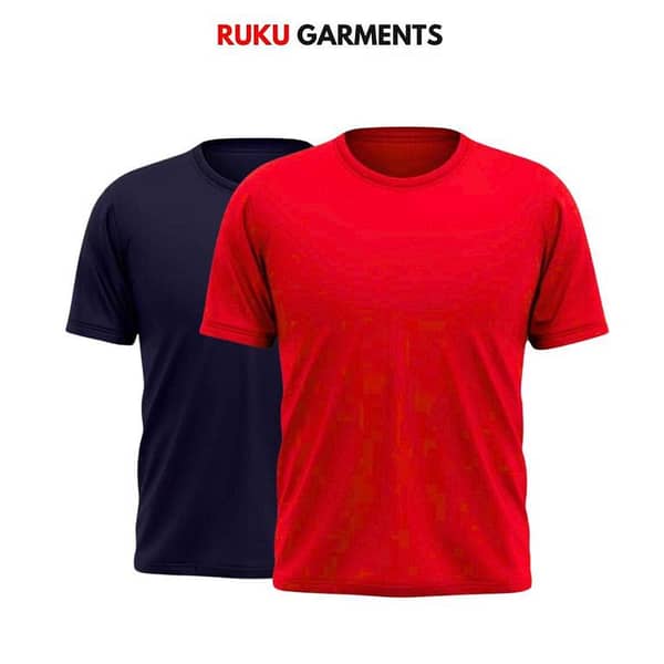 Ruku Garments Pack of 2 Men's Half Sleeve T-Shirts in Red and Navy Blue