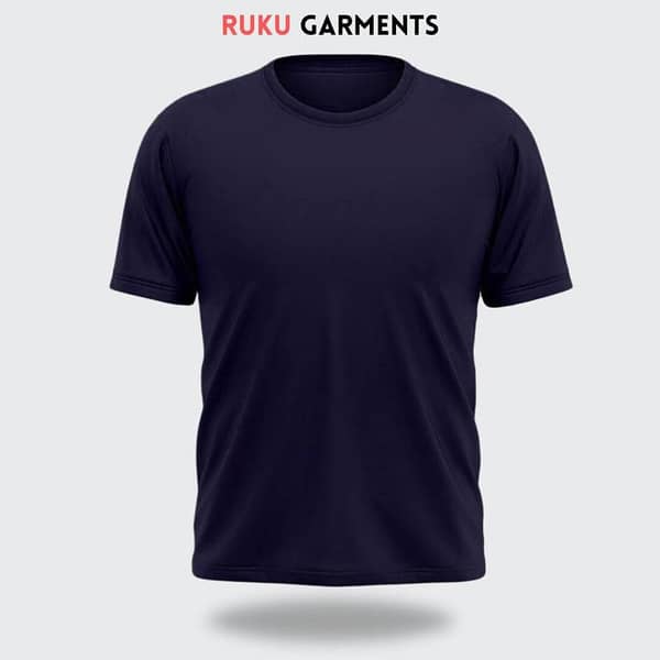 Ruku Garments Men's Navy Blue Half Sleeve Plain T-Shirt