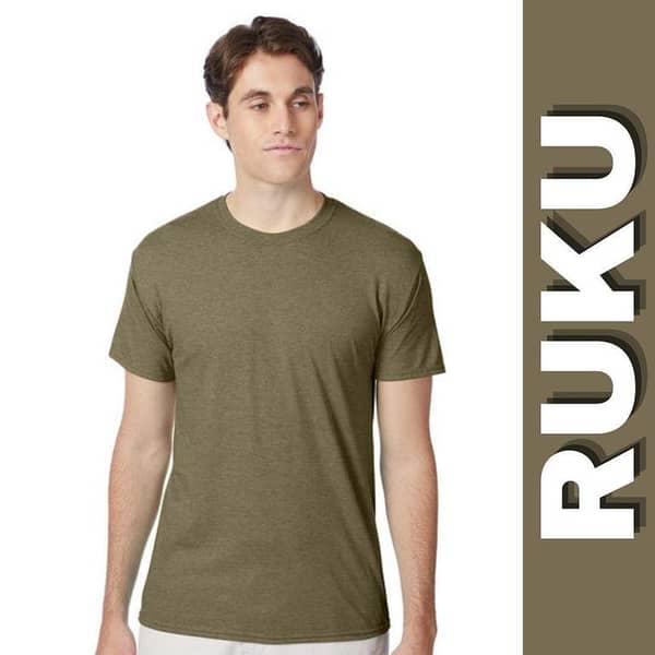 Ruku Garments Men's Half Sleeve Plain T-shirt in Military Milange Color