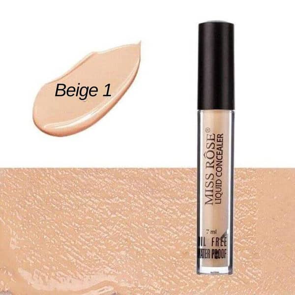 Miss Rose Oil-Free Liquid Concealer 5ml - Waterproof Formula for Full Coverage of Dark Circles and Blemishes