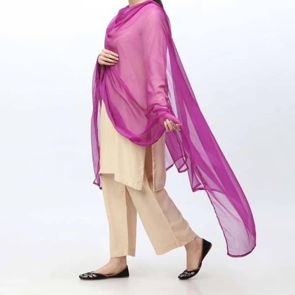 Purple Chiffon Dupatta by Yumnas Collection - Regal Radiance for Traditional Elegance