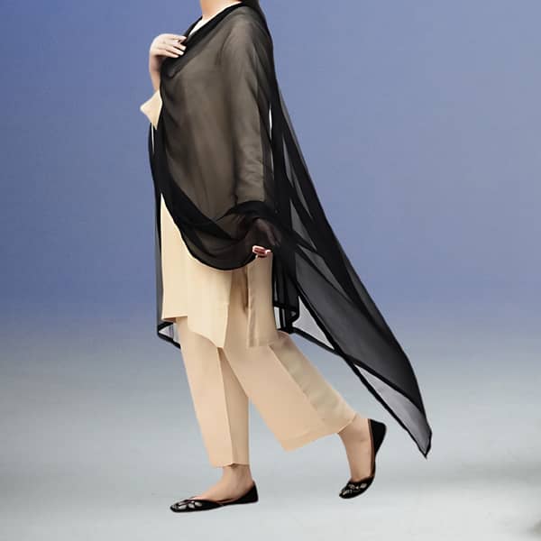 Black Chiffon Dupatta for Women in Solid Color