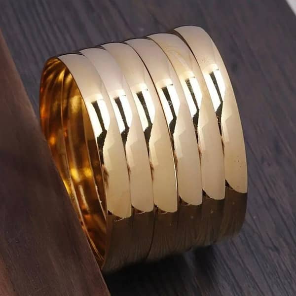 Set of 6 Gold-Plated Bangles | Classic Bangles for Women's Everyday and Festive Wear