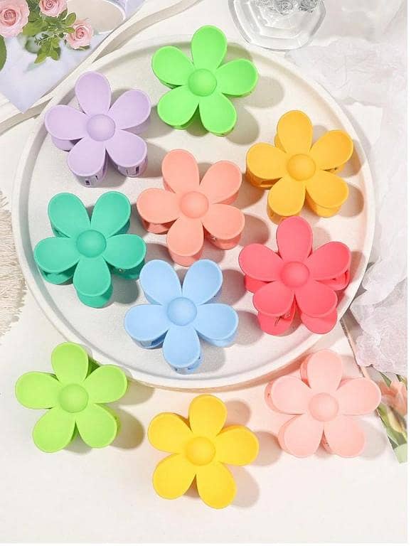 24-Piece Set of Plastic Hair Claw Clips - Matte Finish in Candy Colors | Durable Medium Semicircle Clips for Women and Girls | Stylish Accessories in Multiple Designs