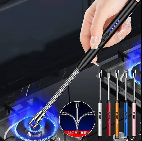 Long Neck Rechargeable USB Electric Lighter with LED Display | Plasma Arc Lighter for Candles, BBQ, and Camping
