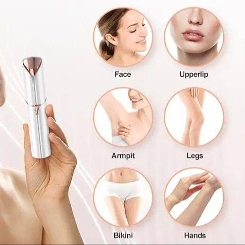 Rechargeable Flawless Facial Hair Remover for Women - Compact Lipstick-Shaped Trimmer for Painless Upper Lip, Chin, and Facial Hair Removal