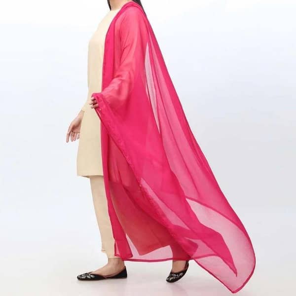Yumnas Collection Dark Pink Chiffon Dupatta - Elevate Your Outfit with Style