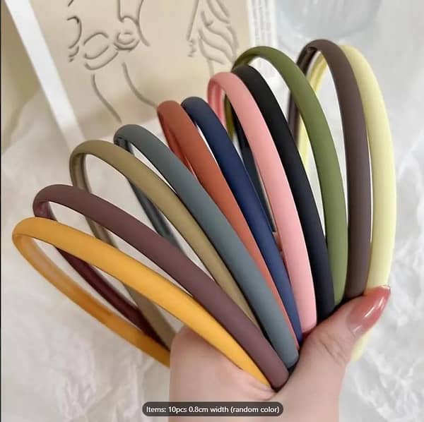 10 Non-Slip Headbands in Colorful and Black for Everyone | Durable Frosted Plastic Hair Bands | Versatile Hair Accessories for Students, Teens, and Active Individuals
