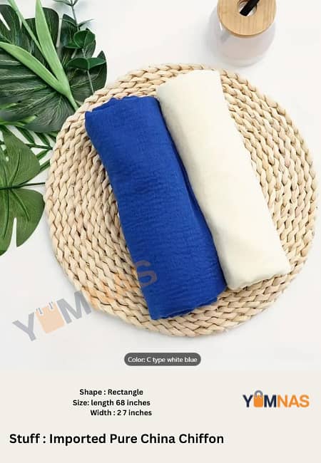 Set of 2 Plain Chiffon Georgette Hijab Scarves for Women and Girls with Tube Cap