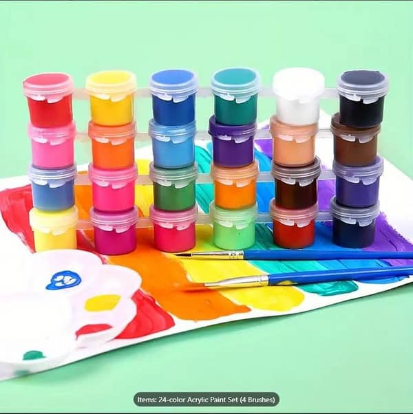 36-Color Watercolor Paint Set (5ml Tubes) and Acrylic Paint Kit for Kids and Professionals – Includes Brushes, Palette, DIY Dinosaur Craft Kit, Suitable for Various Painting Projects