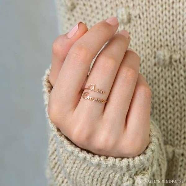 Personalized Double Name Ring for Girls
