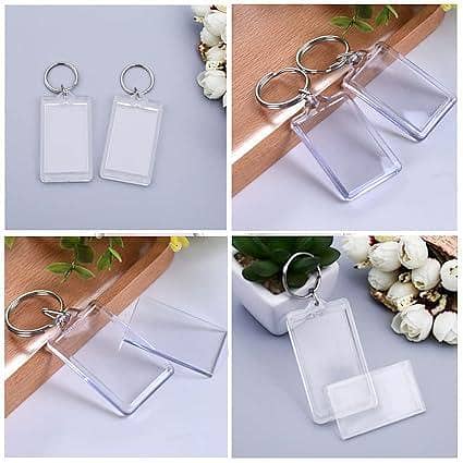 Personalized Rectangle Acrylic Photo Keychains - Blank Picture Frame Keyrings for DIY Gifts - Transparent Design