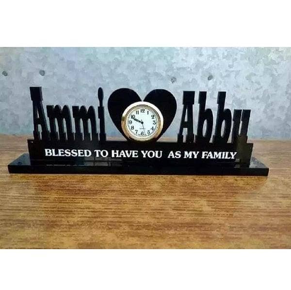 Personalized Acrylic Clock for Table Decor with Customized Name