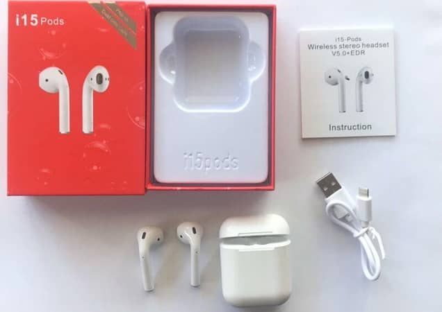 i15 TWS Mini Bluetooth 5.0 Earphones with Touch Control and Wireless Charging Capability