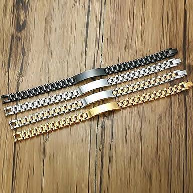Custom Engravable Stainless Steel Curb Chain Bracelet for Men - Personalized Name Jewelry Gift for Couples, Husbands, Dads, Sons, and Boyfriends