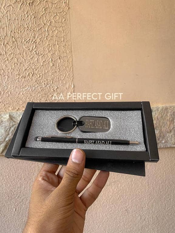 Customized Keychain and Pen Gift Set with Name Engraving, Combo Set