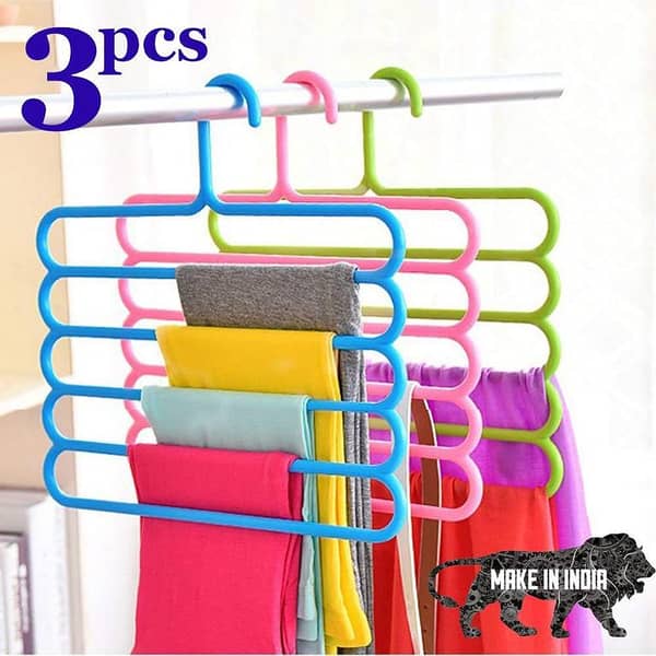 5-Layer Anti-Slip Multi-Purpose Hanger for Pants, Trousers, and Belts - Space-Saving Closet Organizer by GOOD