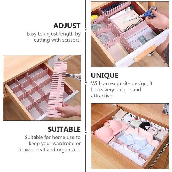 4-Piece Drawer Organiser Dividers (38 x 7 cm) - Customizable Size for Home and Office Supplies