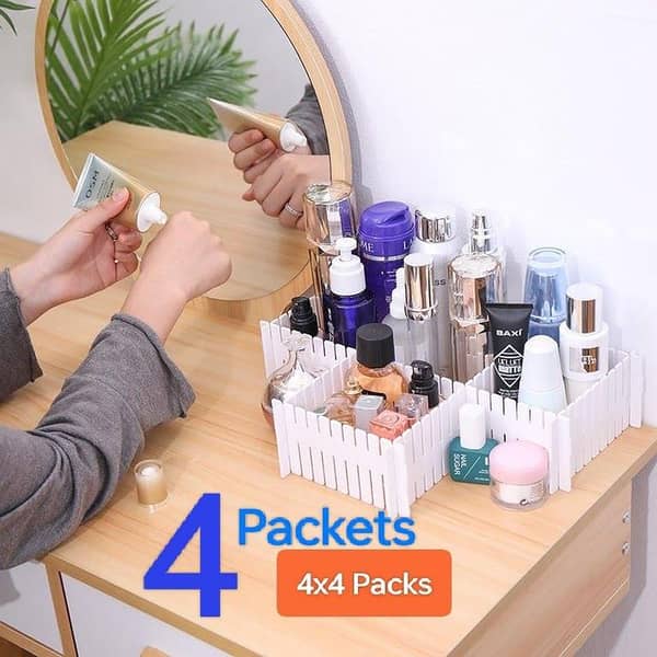 4-Pack 38cm Adjustable Plastic Drawer Dividers for Organizing Makeup, Socks, Underwear, and More