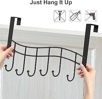 Over The Door Hook Organizer by Mattel - Multi-Use Storage Solution for Clothes, Coats, Keys, and Kitchen Items