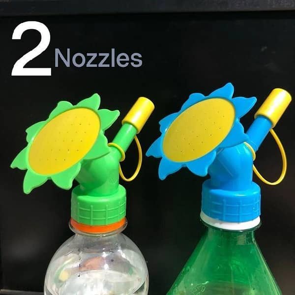 Sunflower 2-in-1 Watering Sprinkler Nozzle for Flower Water Bottles and Potted Plants, Adjustable Spray Bottle Cap and Shower Head Tool