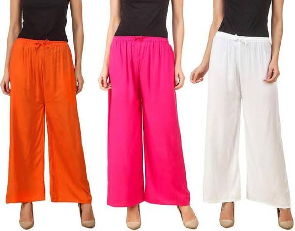 Pack of 3 Women's Wide Leg Plazo Pants for Women and Girls