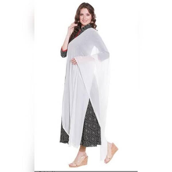 White Crinkle Chiffon Dupatta for Women - 2.5 Yards