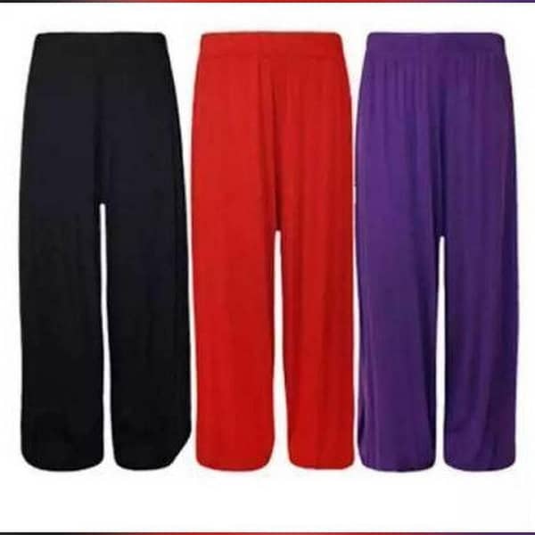 Pack of 3 Women's Wide Leg Plazo Pants for Girls and Women