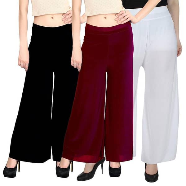 Pack of 3 Women's Wide Leg Plazo for Girls and Women - Comfortable Jersey Style